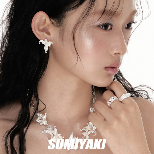 SUMIYAKI 苍白诉说系列 纯白鸢尾花耳环小众设计轻奢高级感耳饰女 - 图2