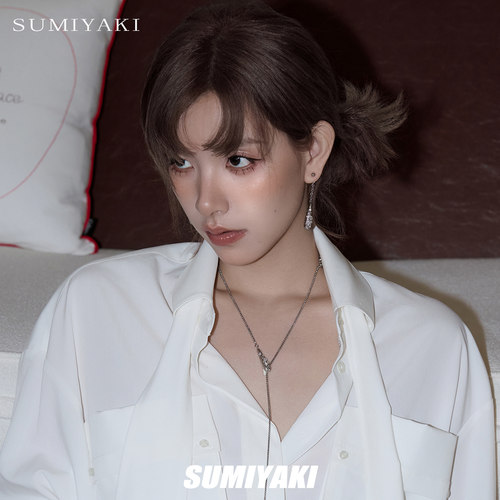 SUMIYAKI 碎光系列液态水滴素链抽拉式毛衣链小众高级长款项链女 - 图2