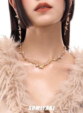 SUMIYAKI复古金色蝴蝶锁骨链