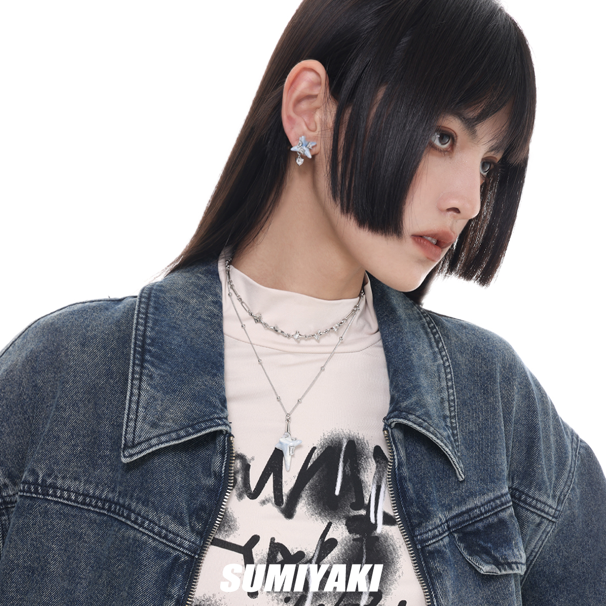 SUMIYAKI Virus系列 爆炸病毒耳钉 蓝色云彩滴釉重工小众个性耳饰 - 图1