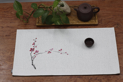 听禅阁手绘中式防水棉麻茶席桌旗禅意茶旗茶帘麻布桌布茶道台布 - 图1