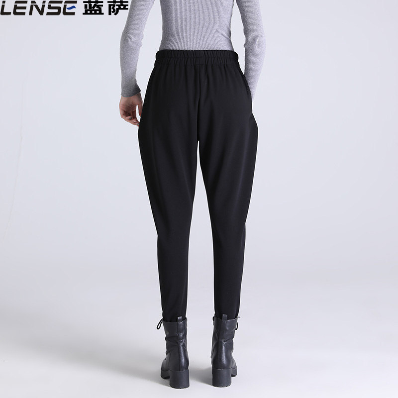 蓝萨2025春秋季宽松哈伦裤女时尚黑色高腰显瘦休闲罗卜长裤子大码,淘宝优惠券,粉丝福利购,淘宝优惠卷
