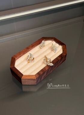 「金枝玉叶」925银镀18k金镶钻树叶开口戒指耳钉小众设计轻奢优雅