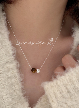 「虎魄灵眸」虎眼石拉丝猫眼石925银项链女ins甜酷风百搭简约韩系