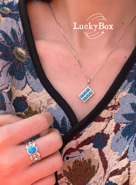 「听澜」天然美松高瓷蓝绿松石925纯银蕾丝镶钻开口戒指小众设计