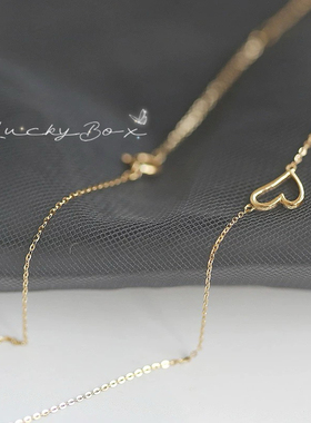 「心意上线」心形项链925银爱心项链简约气质镂空心形吊坠锁骨链