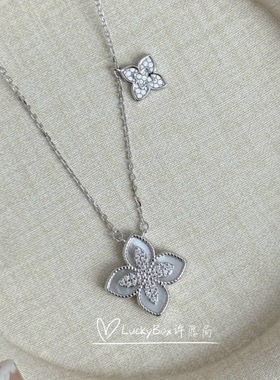 「花蕊」白贝母双四叶花925银项链小众优雅温柔幸运四叶草锁骨链