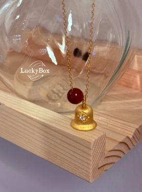「铃儿响叮当」圣诞铃铛红玛瑙925银项链原创设计锁骨链节日送礼