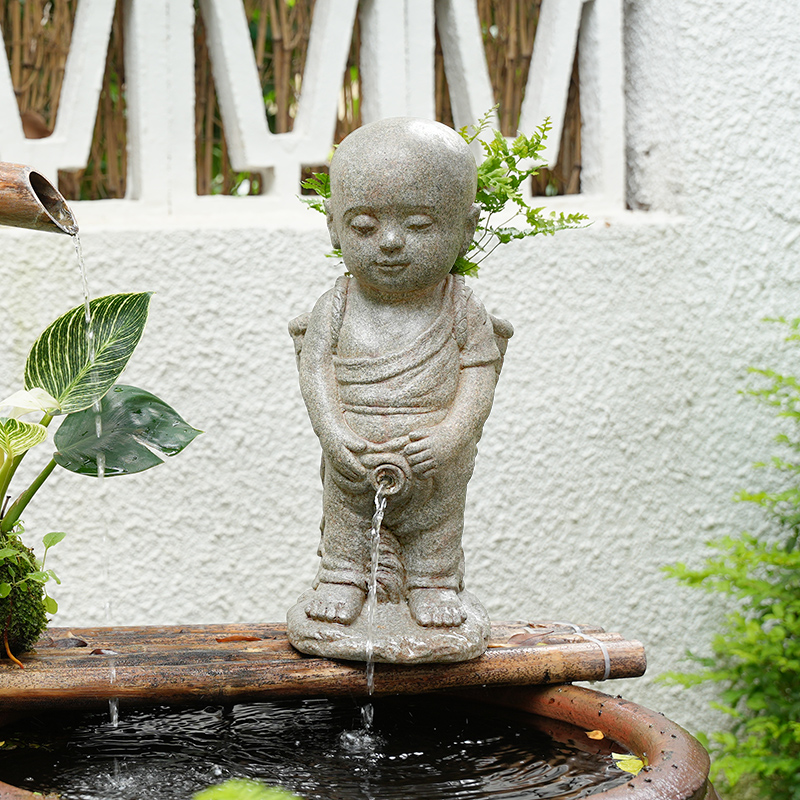 水磨坊庭院花园尿尿童子景观装饰创意撒尿小孩流水摆件循环水招财 - 图1