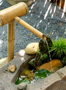 水磨坊水钵造景流水摆件庭院鱼缸