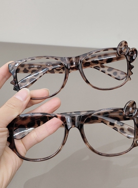 kitty古早豹纹眼镜框可爱素颜复古风y2k千禧亚文化百搭眼镜无镜片