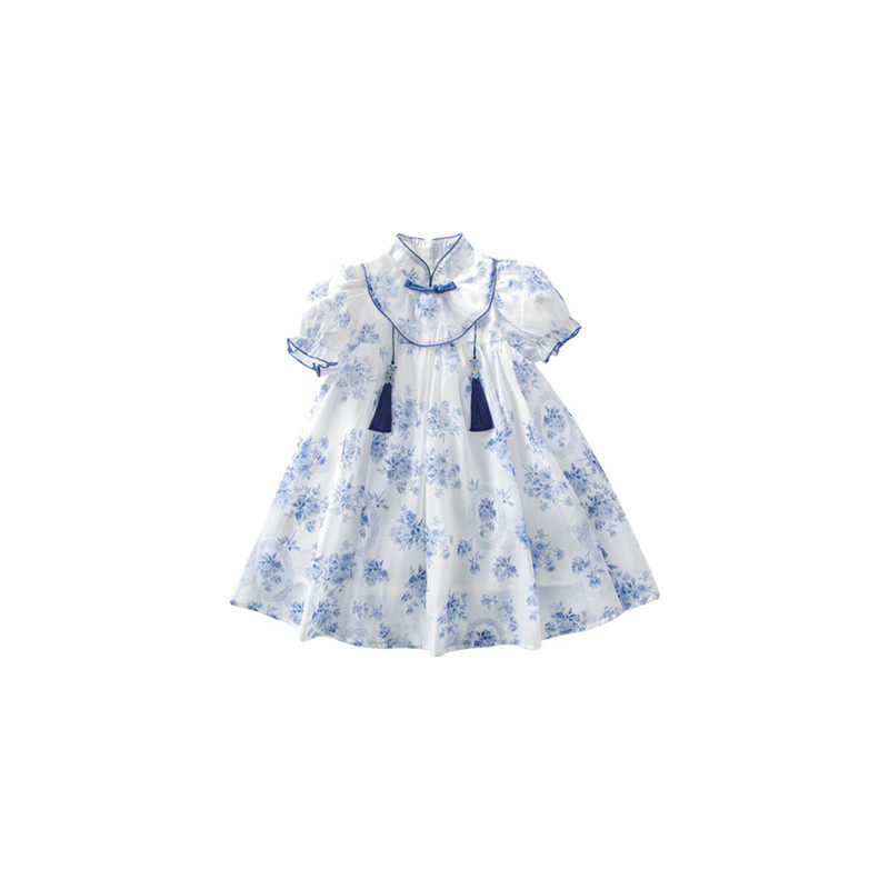 女童旗袍青花瓷汉服夏季中国风儿童女孩唐装连衣裙新款公主裙演出,淘宝优惠券,粉丝福利购,淘宝优惠卷