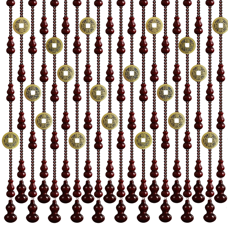 网红免打孔桃木葫芦珠帘隔断玄关过道阳台门帘卧室成品装饰挂帘子 - 图3