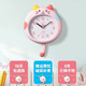 Hanlin Cartoon Kitten Children's No-Punch Silent Wall Clock