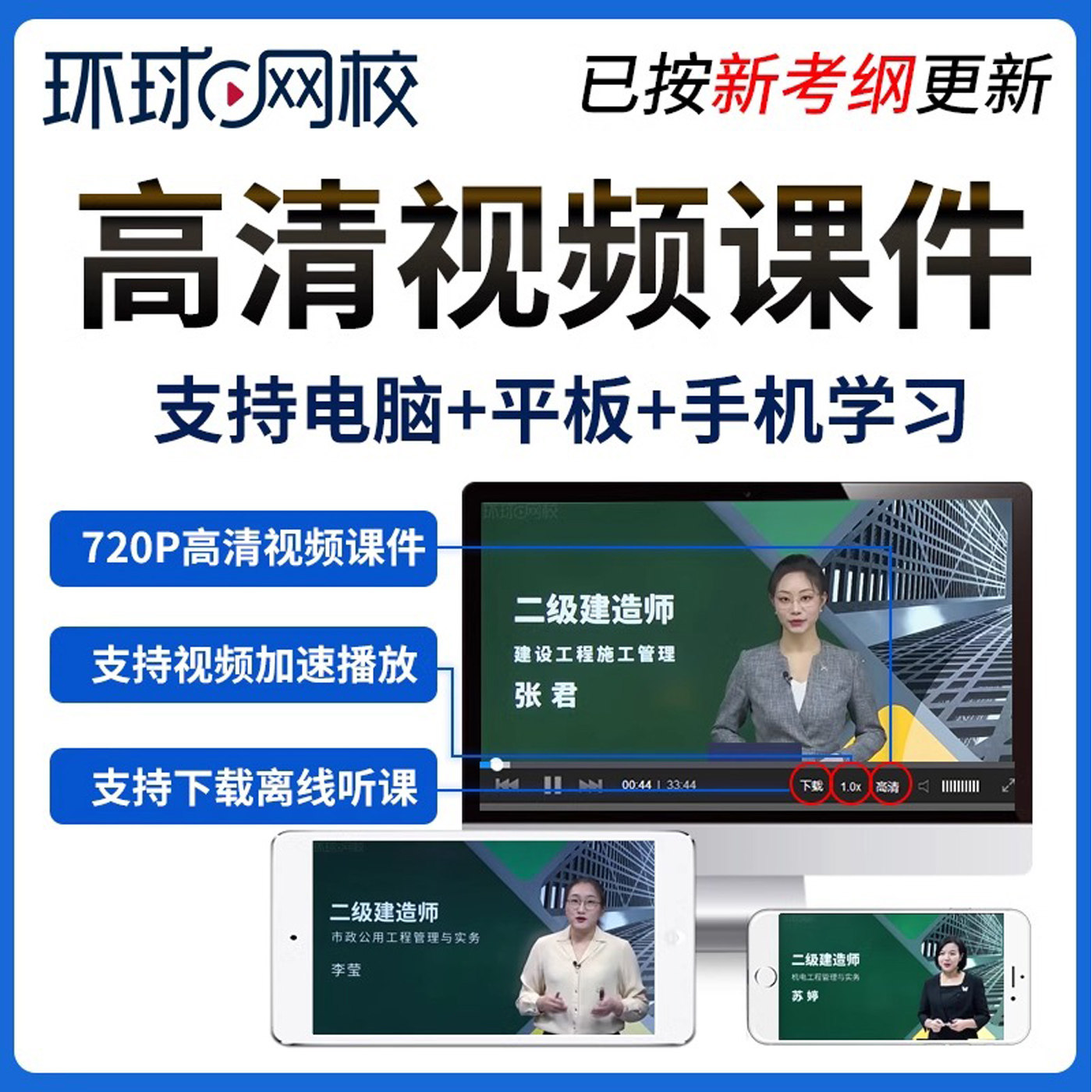 安徽省2027环球网校二建建筑实务潘晓宇何龙吟网课件视频讲义二级建造师教材精讲课程二建历年真题刷题库软件二建建筑房建土建增项