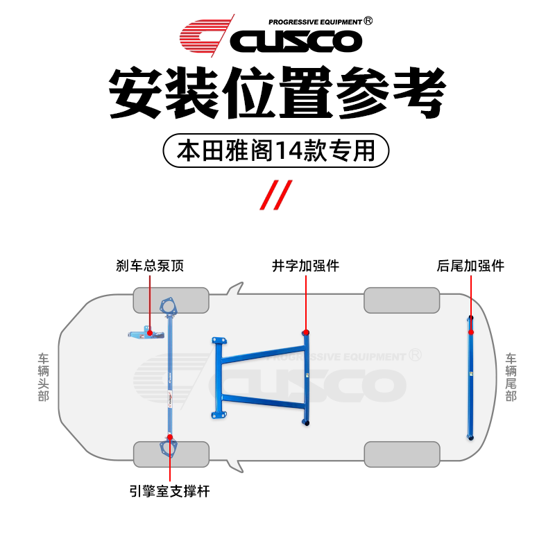CUSCO加强件适用于本田9代雅阁9.5代升级改装底盘强化顶吧平衡杆