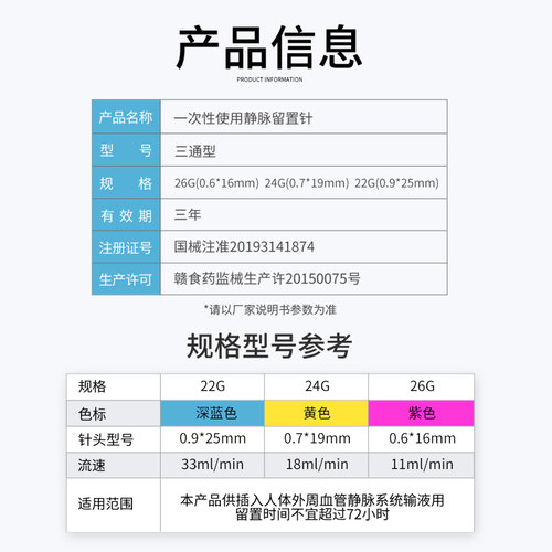 洪达一次性使用医用静脉留置针套管针带肝素帽输液滞留针24g针头 - 图2