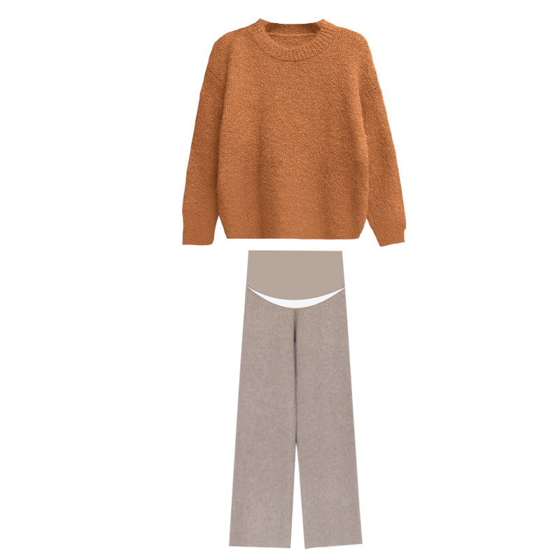 孕妇套装秋冬2026新款慵懒风优质绵羊绒宽松针织毛衣休闲上衣裤子,淘宝优惠券,粉丝福利购,淘宝优惠卷
