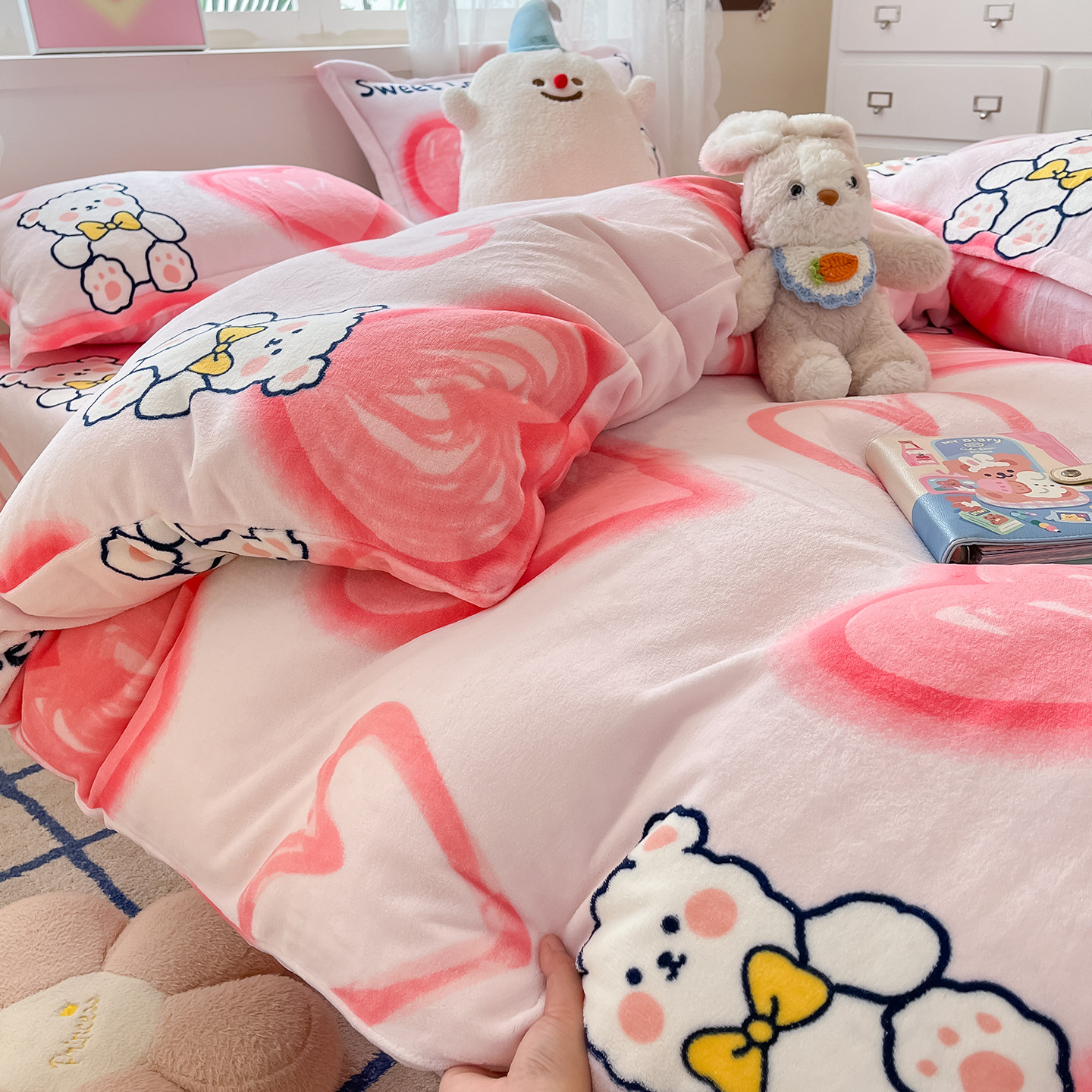 牛奶绒四件套床上加厚毛绒珊瑚绒水晶绒双面被套法兰绒床单三件套,淘宝优惠券,粉丝福利购,淘宝优惠卷