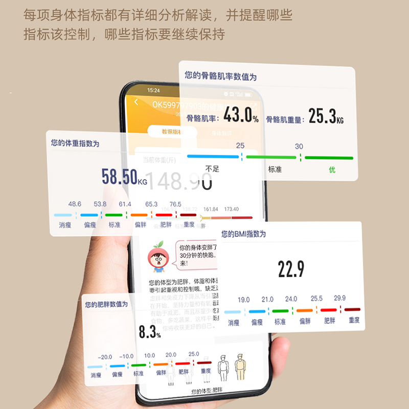 HUAWEI HiLink体脂秤减肥专用智能蓝牙体重秤家用精准人体小型充电电子称测脂肪适用华为运动APP苹果小米手机 - 图3