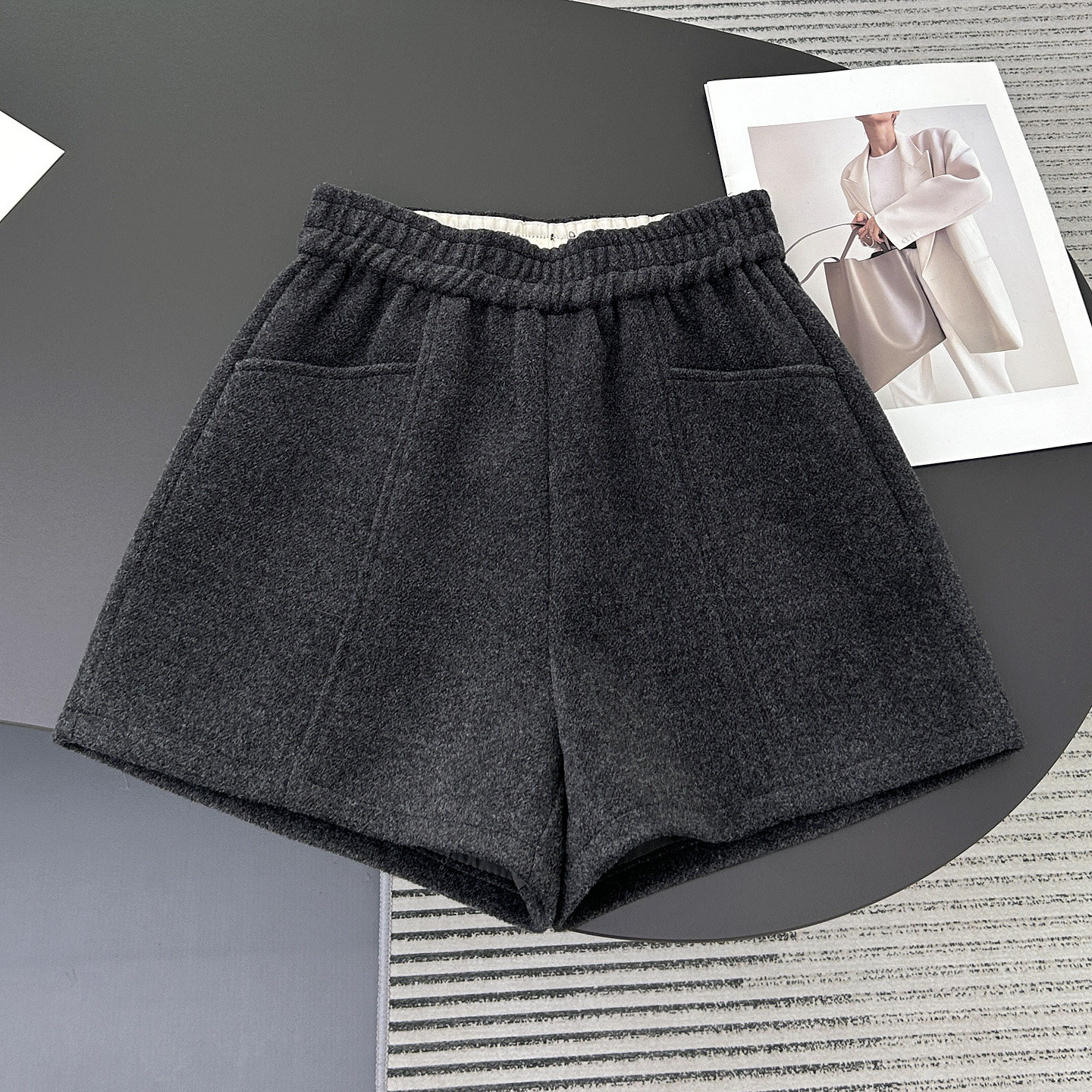 高腰毛呢短裤女秋冬季外穿裤子高腰显瘦休闲裤黑色打底A字阔腿裤,淘宝优惠券,粉丝福利购,淘宝优惠卷