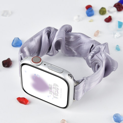适用苹果applewatch10/8/9/7/6代手表带se单圈大肠发圈创意女腕带尼龙iwatch11/9小清新ultra弹力s10替换带 - 图3