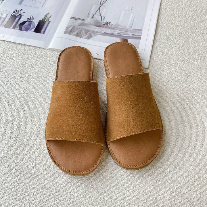 踩屎感！头层牛反绒鞋面乳胶鞋垫防滑果冻牛筋底一字平底拖鞋女,淘宝优惠券,粉丝福利购,淘宝优惠卷