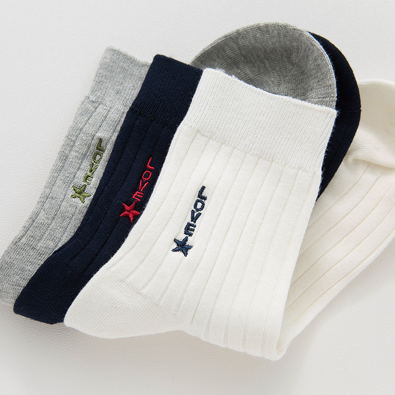 袜子男中筒袜防臭吸汗春秋款休闲纯色商务秋冬季男士运动黑色长袜 - 图0