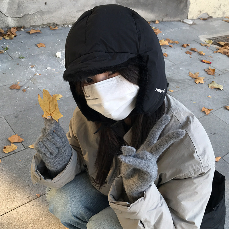 TUshu/圆圆面包帽～冬季滑面毛绒雷锋帽加绒保暖防寒护耳飞行帽潮