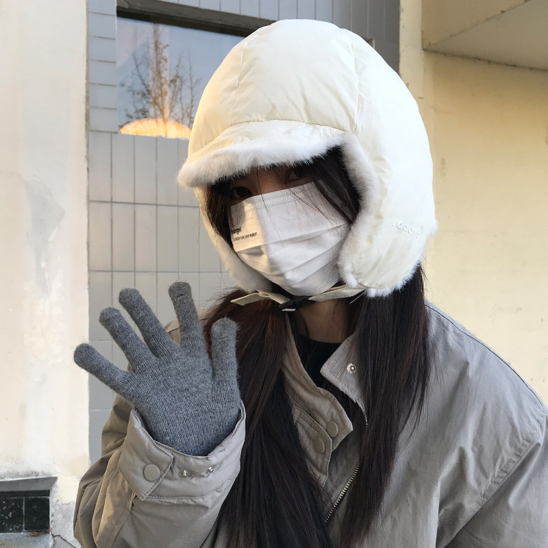 TUshu/圆圆面包帽～冬季滑面毛绒雷锋帽加绒保暖防寒护耳飞行帽潮