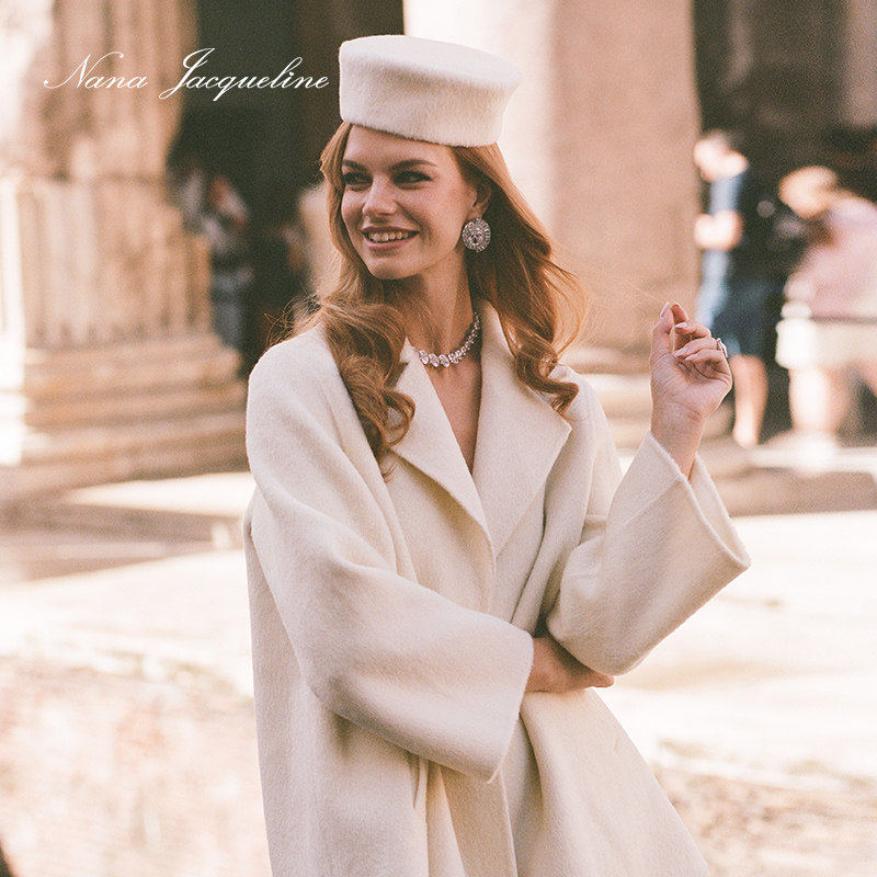 NanaJacqueline廓形钻扣双面呢大衣女羊毛兔毛桑蚕丝宽松毛呢外套,淘宝优惠券,粉丝福利购,淘宝优惠卷