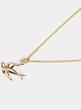 MCQ ALEXANDER MCQUEEN麦昆飞燕饰细马衔索微标雕花虾扣项链