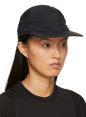 Y-3山本耀司男女同款黑色字母贴标再生锦纶鸭舌棒球帽 HA6534
