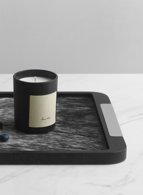 高档轻奢简约长方形金属马毛托盘样板间茶几客厅收纳盘装饰品摆件