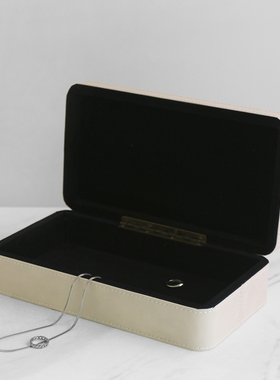 高档简约实木皮质装饰盒收纳盒样板房客厅卧室首饰珠宝梳妆台摆件