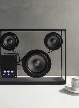 简约现代透明不锈钢蓝牙低音炮音响桌面摆件样板间客厅创意装饰品