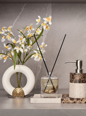 高档星级酒店民宿客房浴室洗漱台大理石乳液瓶托盘香薰组合套装饰