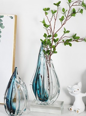 现代简约渐变玻璃水滴花瓶摆件