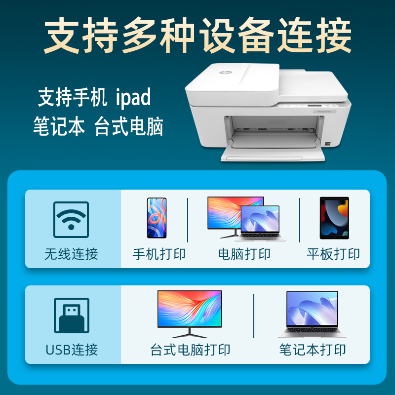 惠普4100打印机无线多功能办公专用可输稿连续复印扫描三合一体机