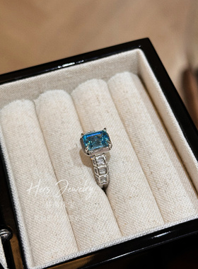 【海蓝小方糖】精致款蓝色戒指S925银