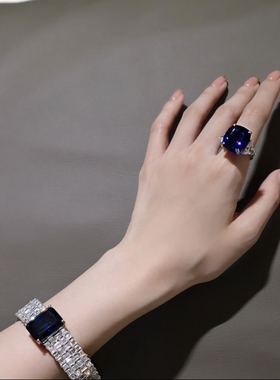 贵族皇家蓝三生石戒指s925银