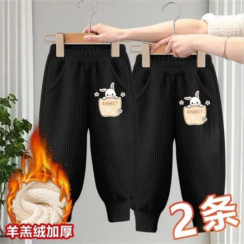 口袋兔女童秋冬款加绒加厚灯芯绒长裤新款儿童保暖运动裤洋气裤子,淘宝优惠券,粉丝福利购,淘宝优惠卷