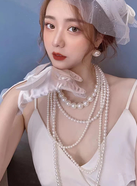 新款涵汐多层珍珠项链女礼服配饰