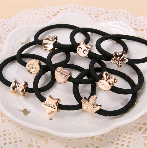 Эластичная прочная черная резинка для волос, японские и корейские, простой и элегантный дизайн