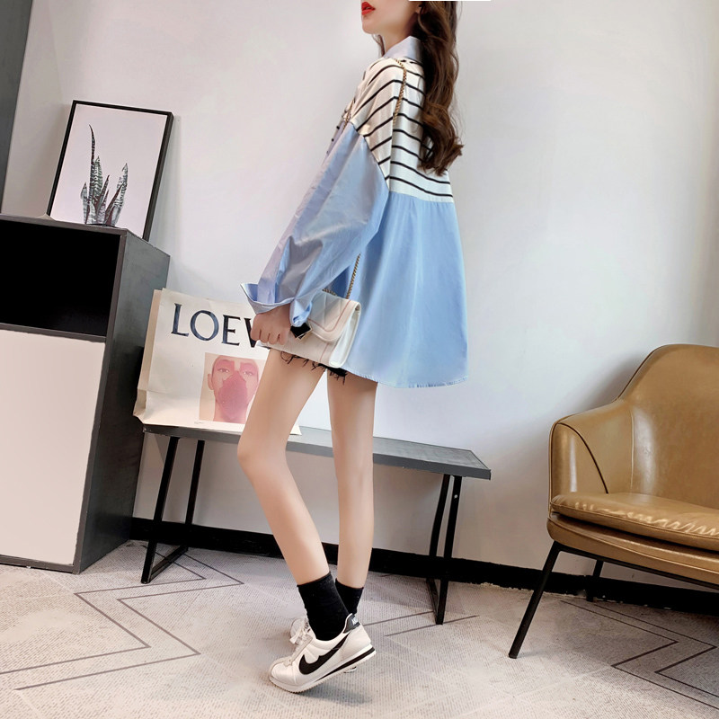 慵懒风披肩假两件女2020新款衬衫 卡卡小镇衬衫