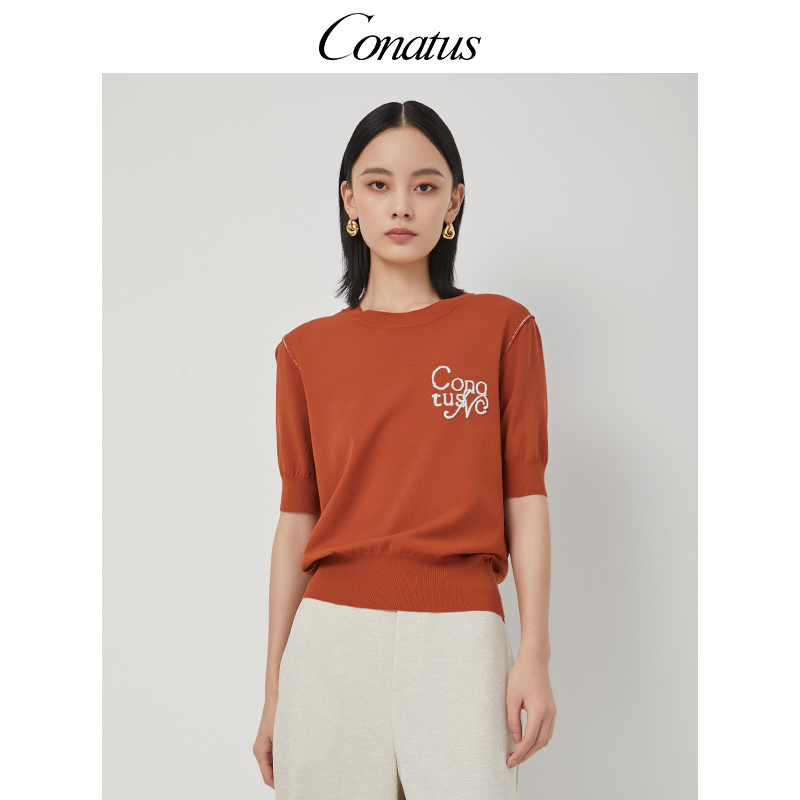 CONATUS/珂尼蒂思毛衫秋季新款休闲简约遮肉职场穿搭上衣女 - 图0