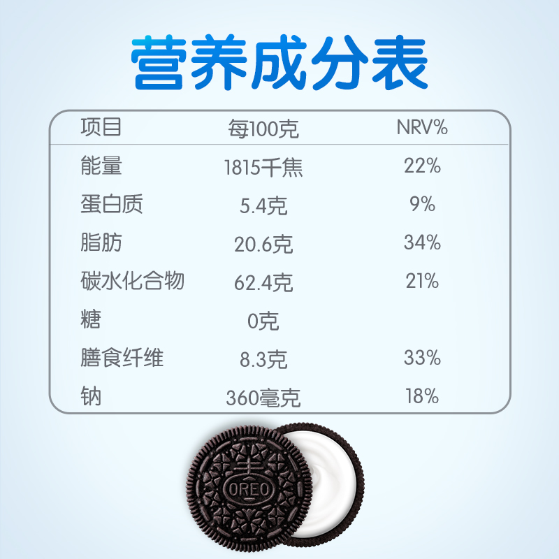 奥利奥0糖无糖夹心饼干97g休闲零食膳食纤维原味奥奥饼干巧克力-图1