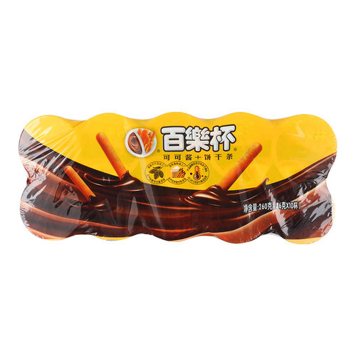星球杯百乐杯可可酱26g*10杯整盒巧克力杯蘸酱手指饼干条儿童零食 - 图1