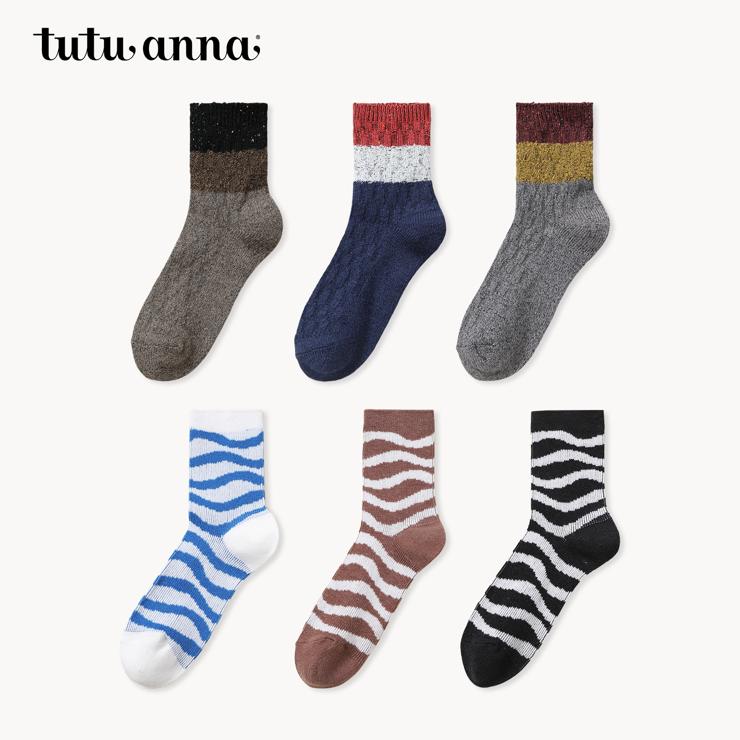 【39元3双/49元4双】tutuanna羊毛袜女秋冬加厚保暖羊毛短袜女袜 - 图2