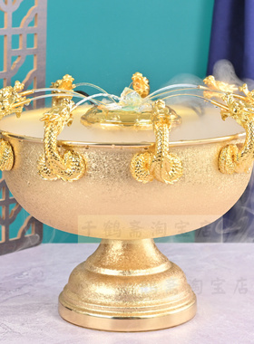 纯铜九龙吐水浴佛盆太子佛